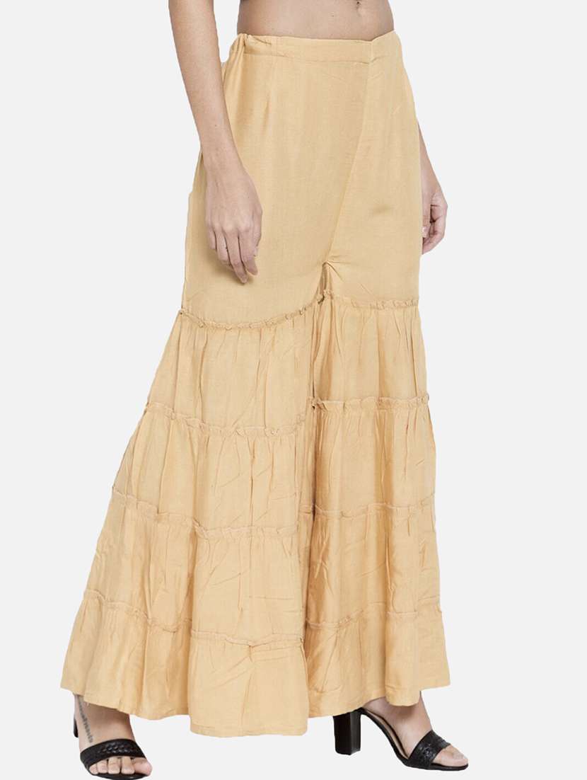 women cream solid mid rise sharara - 21967022 -  Standard Image - 1