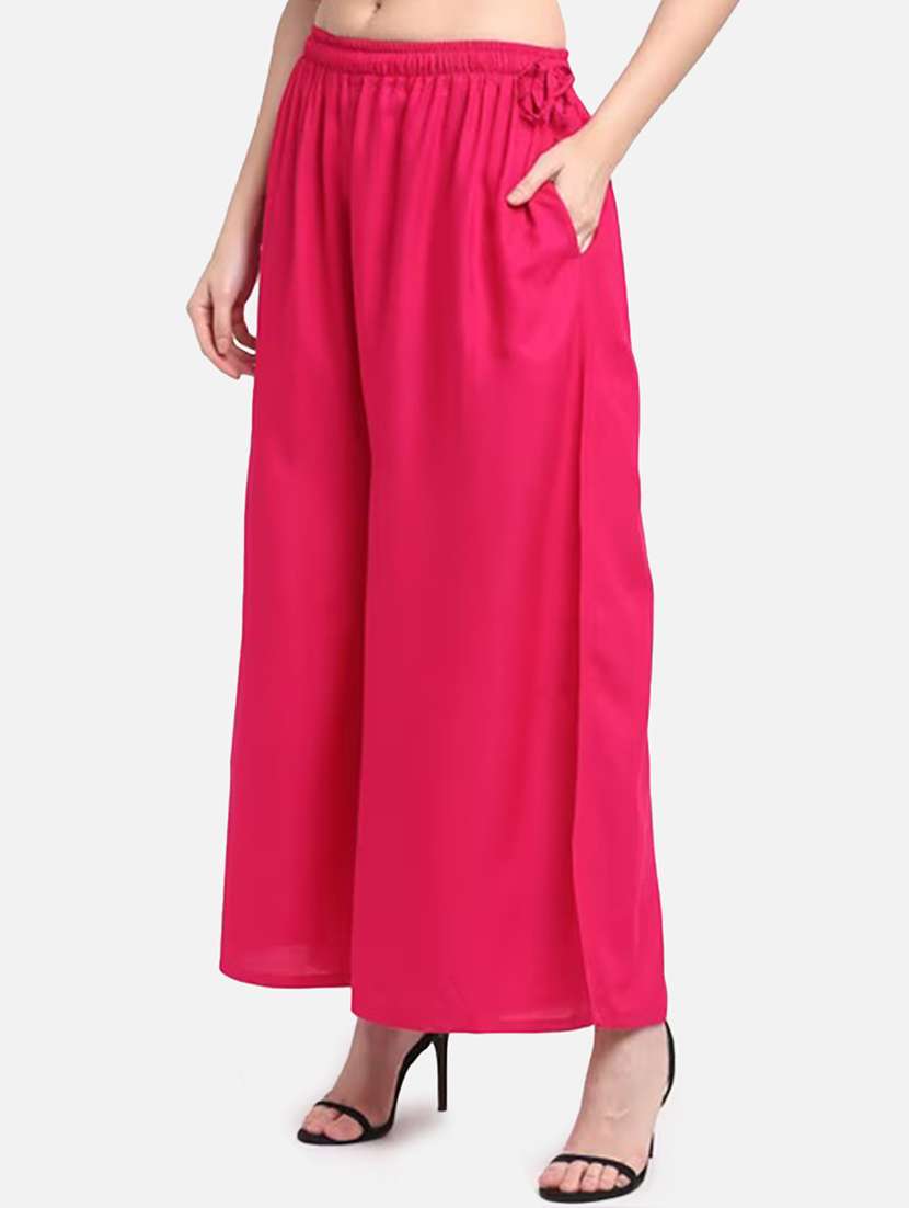 women solid mid rise flared palazzo - 21967035 -  Standard Image - 1