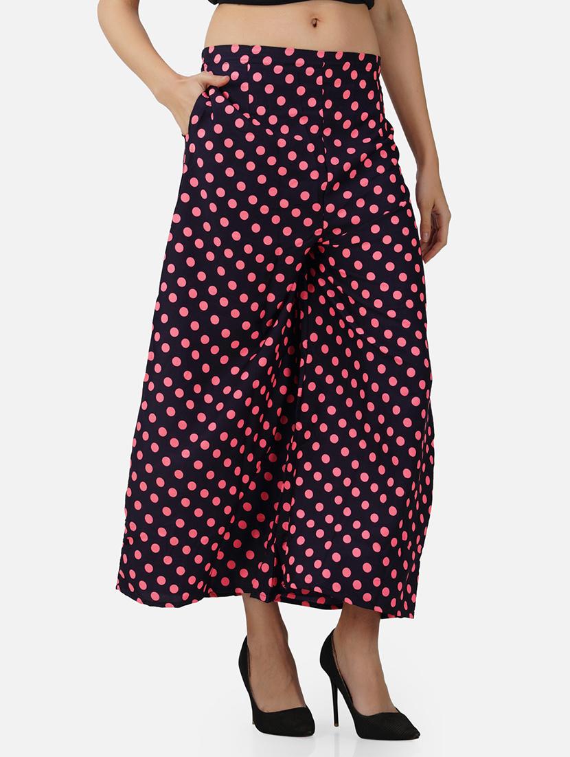 women polka doted mid rise straight palazzo - 21967038 - Standard Image - 1