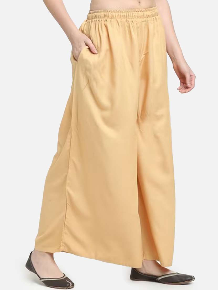 women solid mid rise flared palazzo - 21967039 -  Standard Image - 1