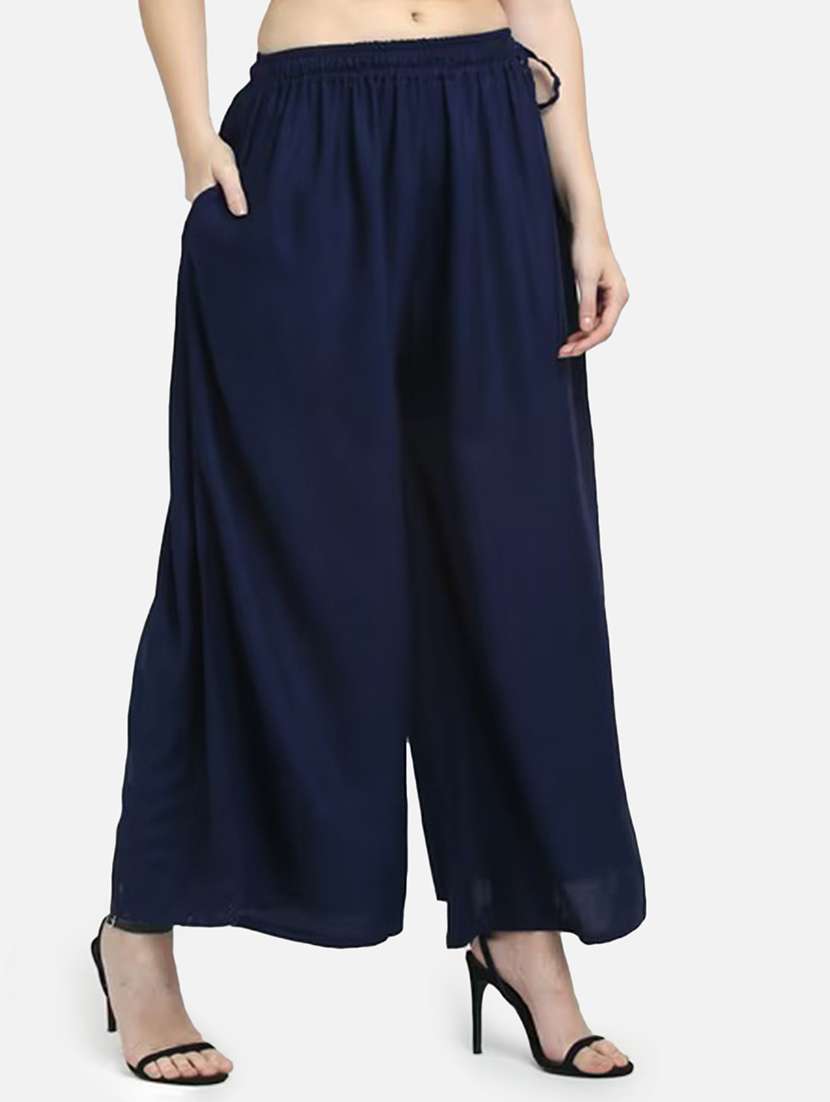 women solid mid rise flared palazzo - 21967040 -  Standard Image - 1