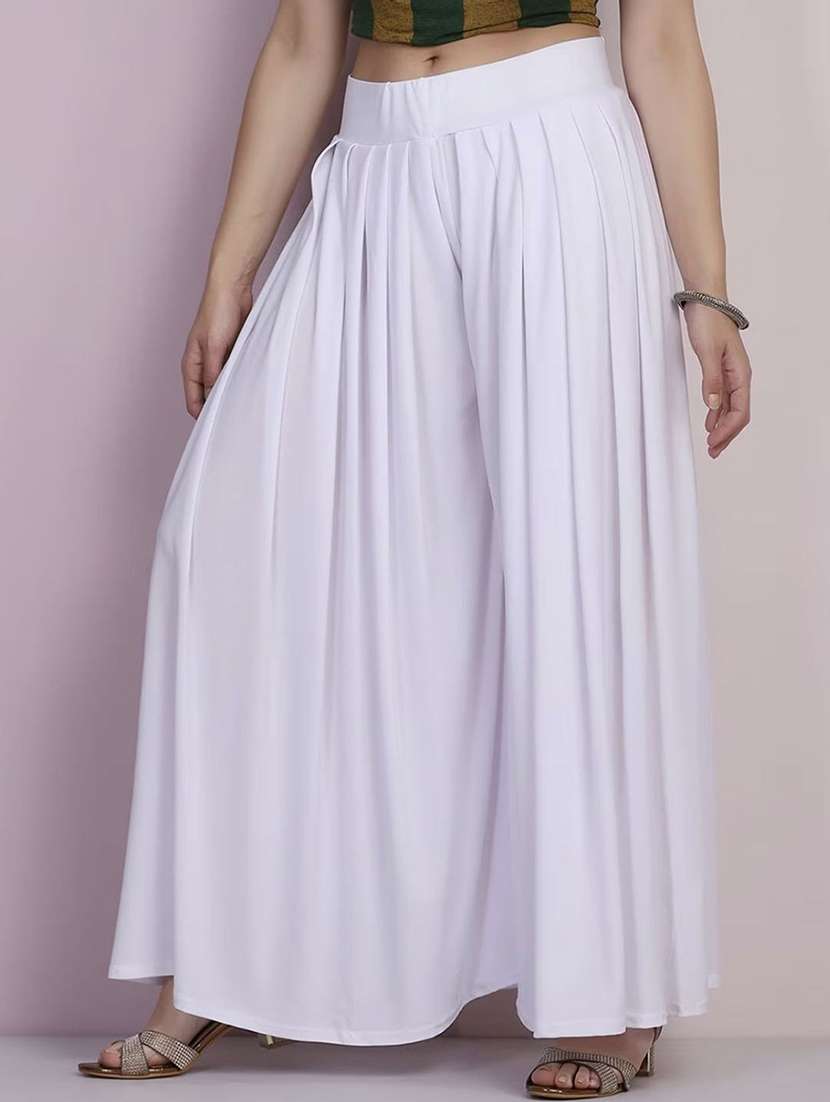 women solid mid rise flared palazzo - 21967047 -  Standard Image - 1