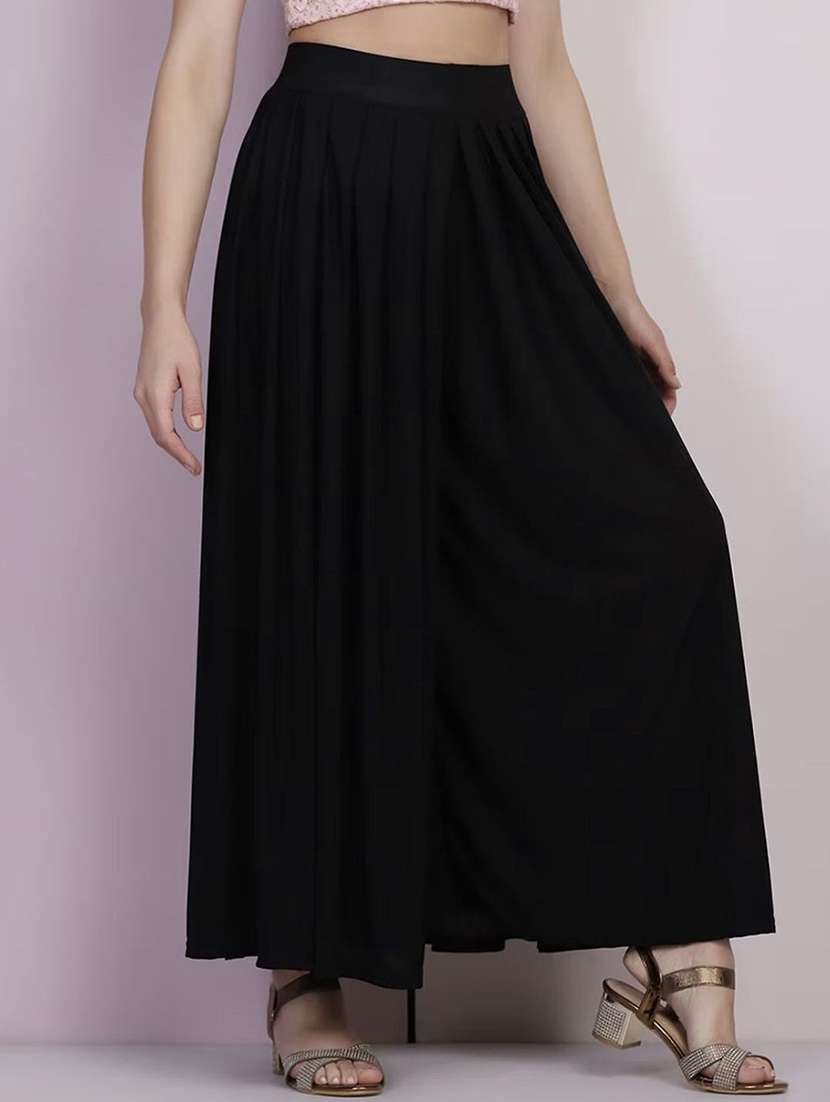 women solid mid rise flared palazzo - 21967051 -  Standard Image - 1