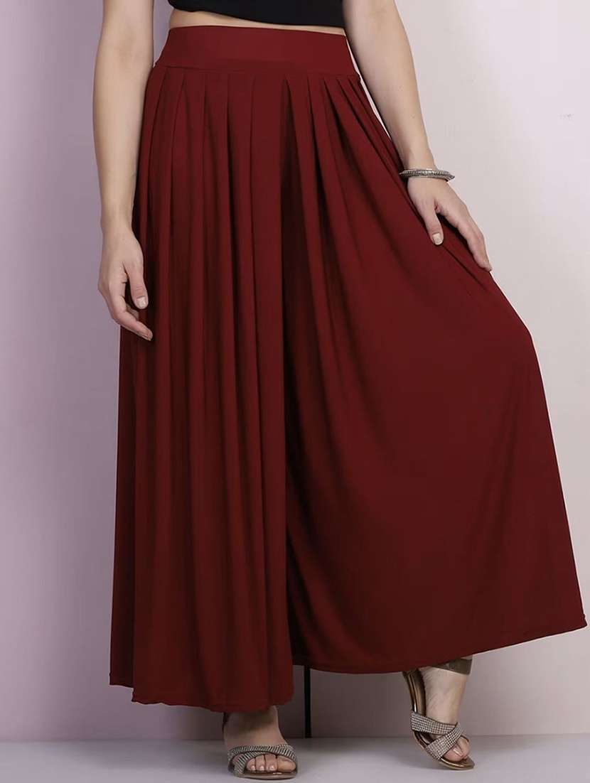women solid mid rise flared palazzo - 21967052 -  Standard Image - 1
