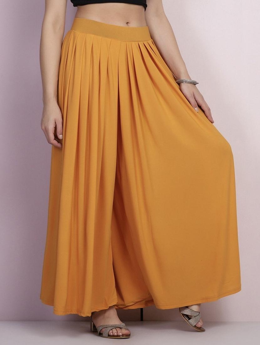 women solid mid rise flared palazzo - 21967060 -  Standard Image - 1