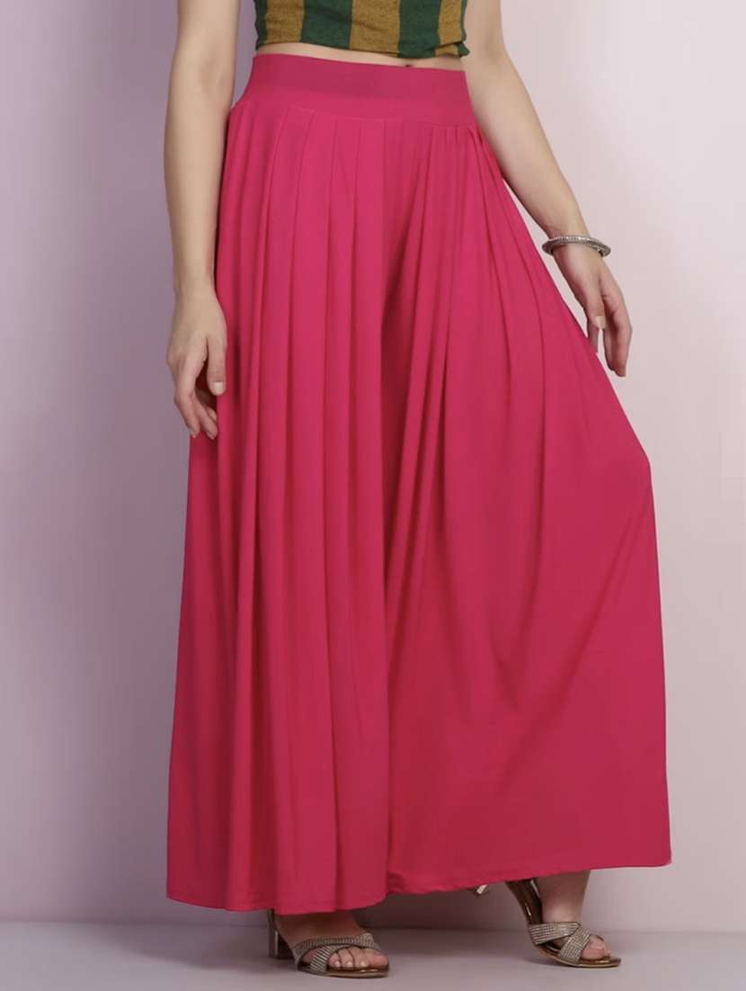 women solid mid rise flared palazzo - 21967061 -  Standard Image - 1