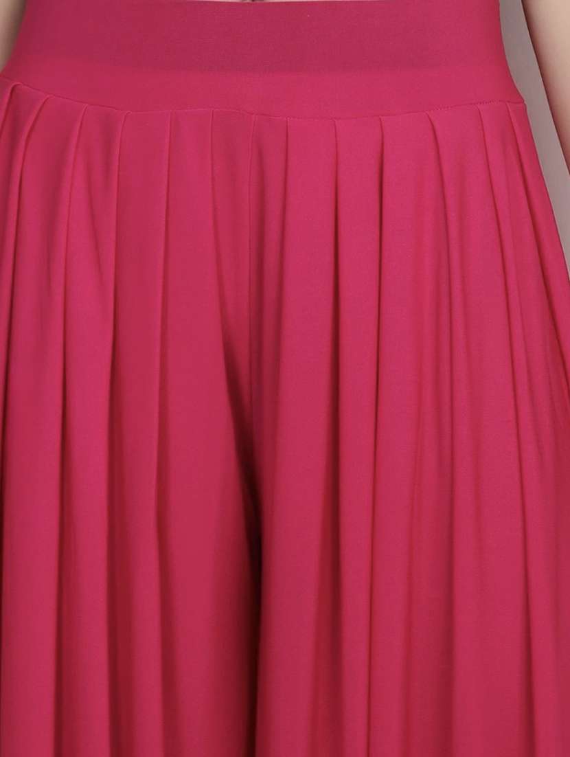 women solid mid rise flared palazzo - 21967061 -  Standard Image - 4