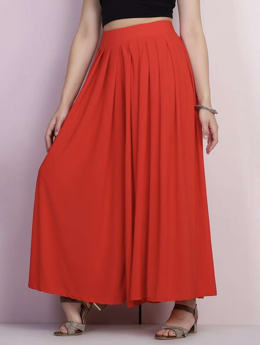 women solid mid rise flared palazzo - 21967062 -  Standard Image - 1