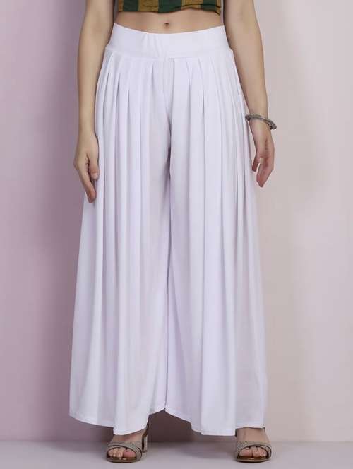 women solid mid rise flared palazzo - 21967063 -  Standard Image - 0