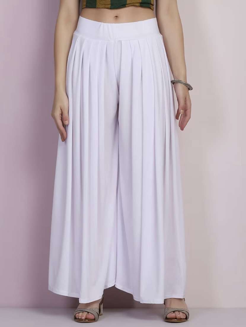 women solid mid rise flared palazzo - 21967063 -  Zoom Image - 0