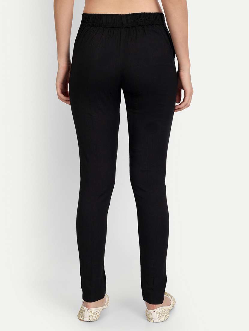 women solid regular fit cigarette trouser - 21967064 -  Standard Image - 1