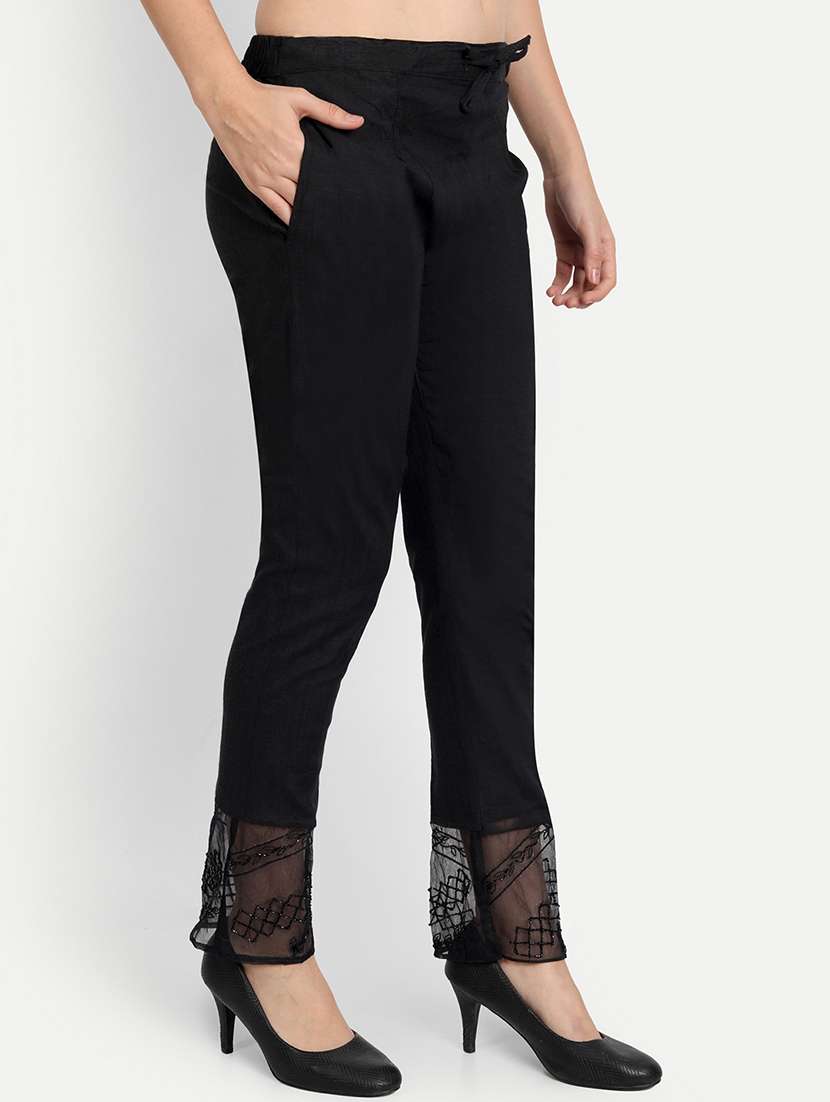 women solid regular fit tapered pant  - 21967078 -  Standard Image - 1