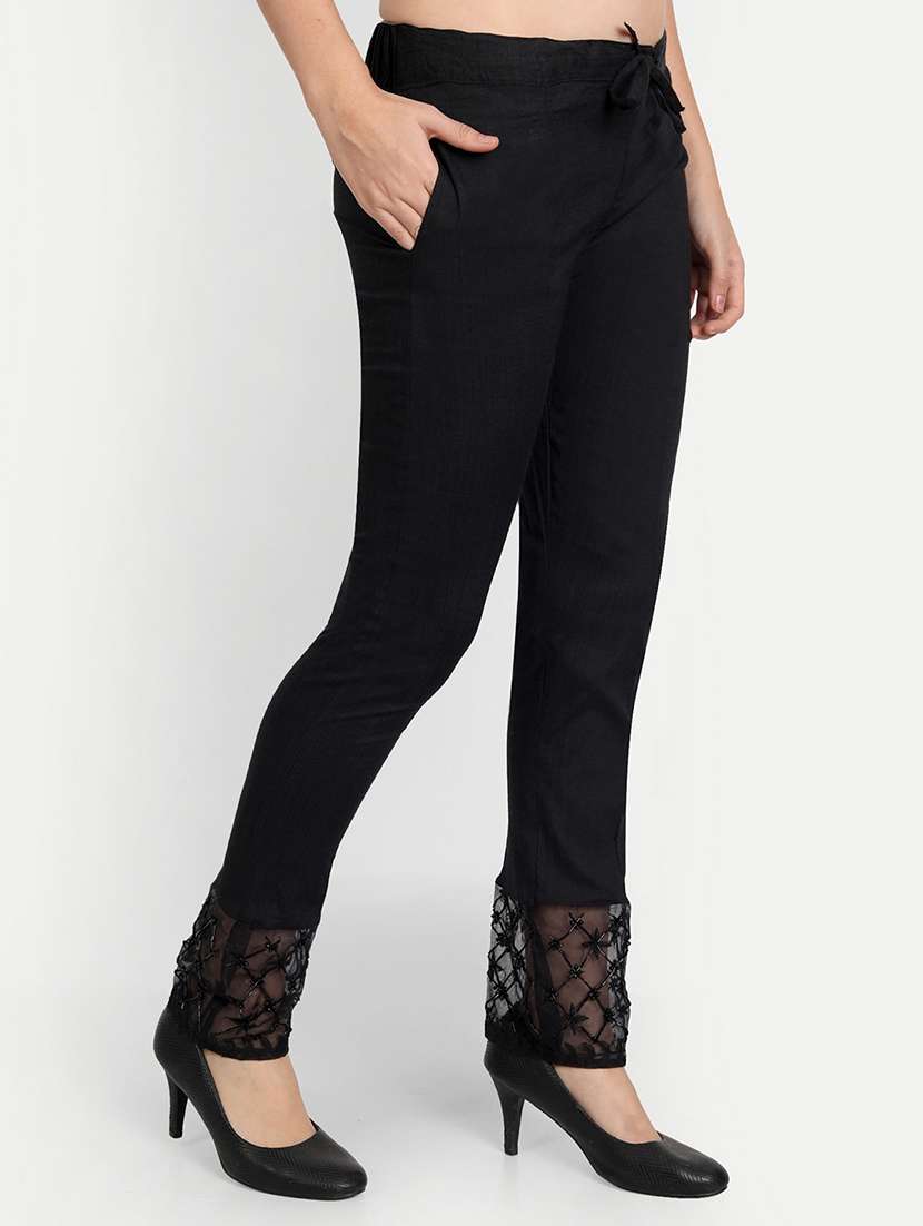 women solid regular fit tapered pant  - 21967080 -  Standard Image - 1