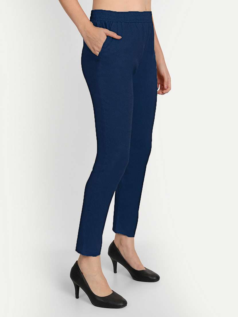 women solid slim fit tapered pant  - 21967084 -  Standard Image - 1
