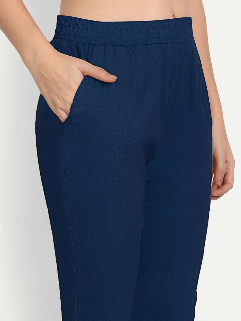 women solid slim fit tapered pant  - 21967084 -  Standard Image - 4