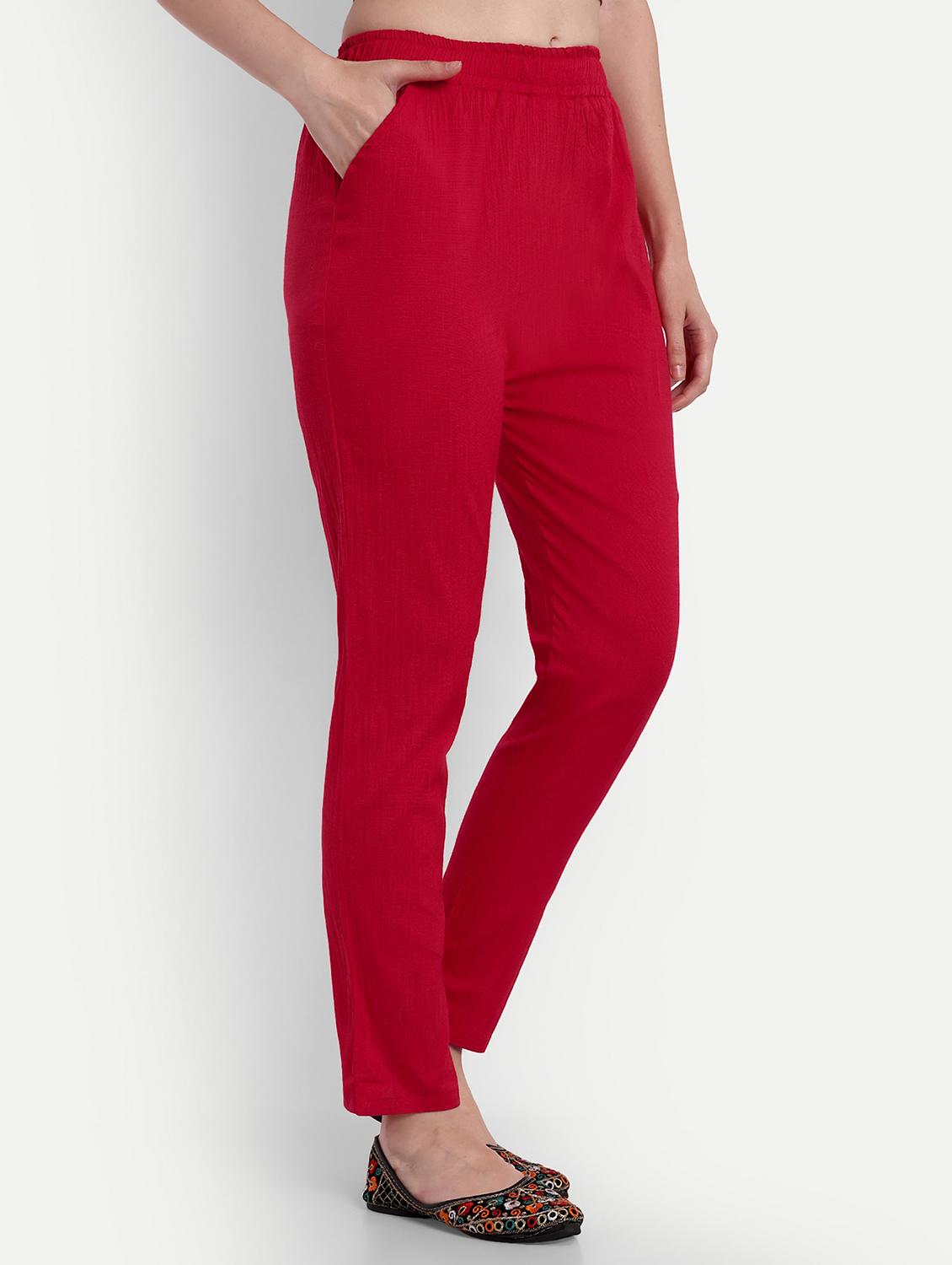 women solid regular fit tapered pant - 21967086 - Standard Image - 1