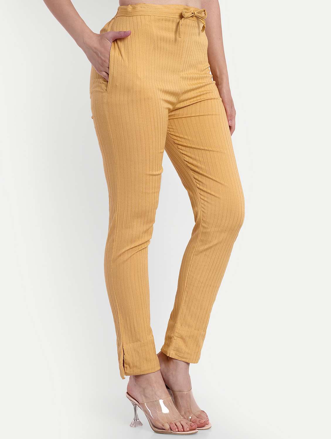 women solid slim fit tapered pant  - 21967090 -  Standard Image - 1