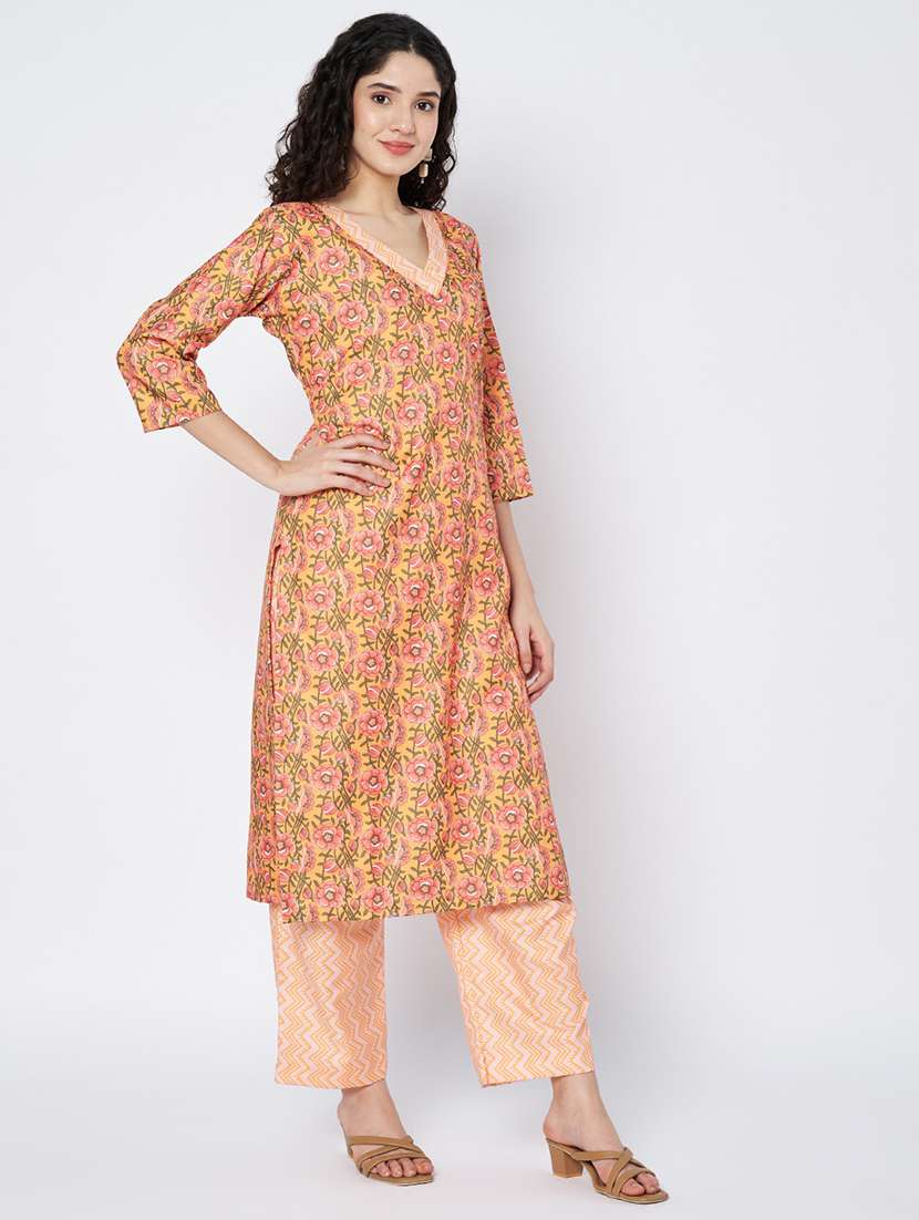 women three quarter sleeve kurta pant with dupatta set - 21967104 -  Standard Image - 1