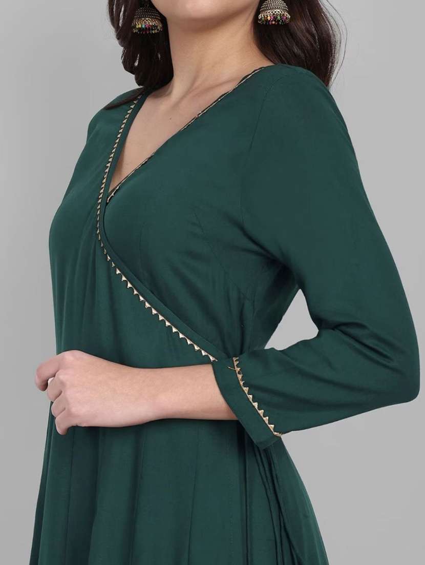 women three quarter sleeve anarkali kurta pant with dupatta set - 21967108 -  Standard Image - 4