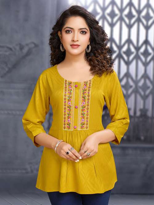 women embroidered round neck a-line kurti - 21967113 - Standard Image - 0