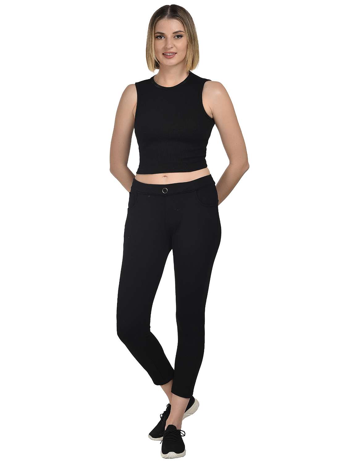 women solid sleeveless crop top - 21967117 -  Standard Image - 4