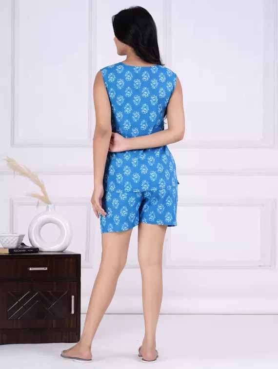 women printed sleeveless nightwear short set - 21967133 -  Standard Image - 1