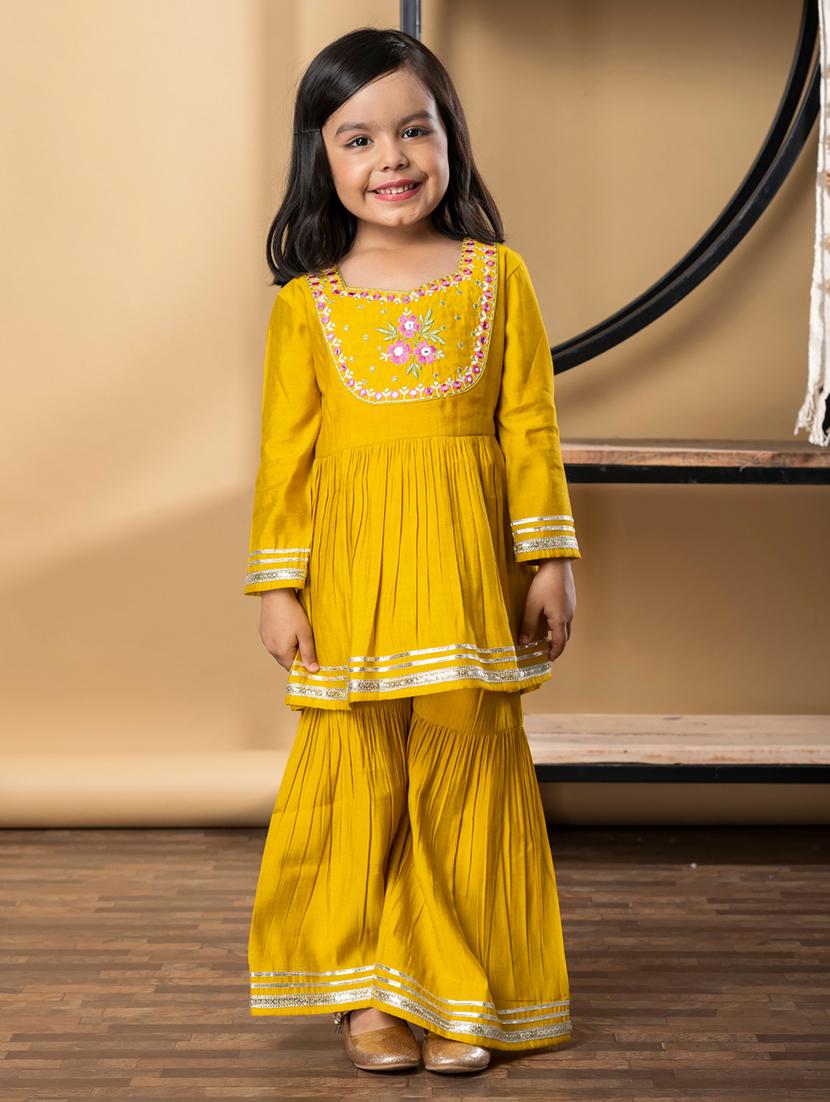 girls gota detailed long sleeve kurta and sharara set - 21967203 - Standard Image - 1
