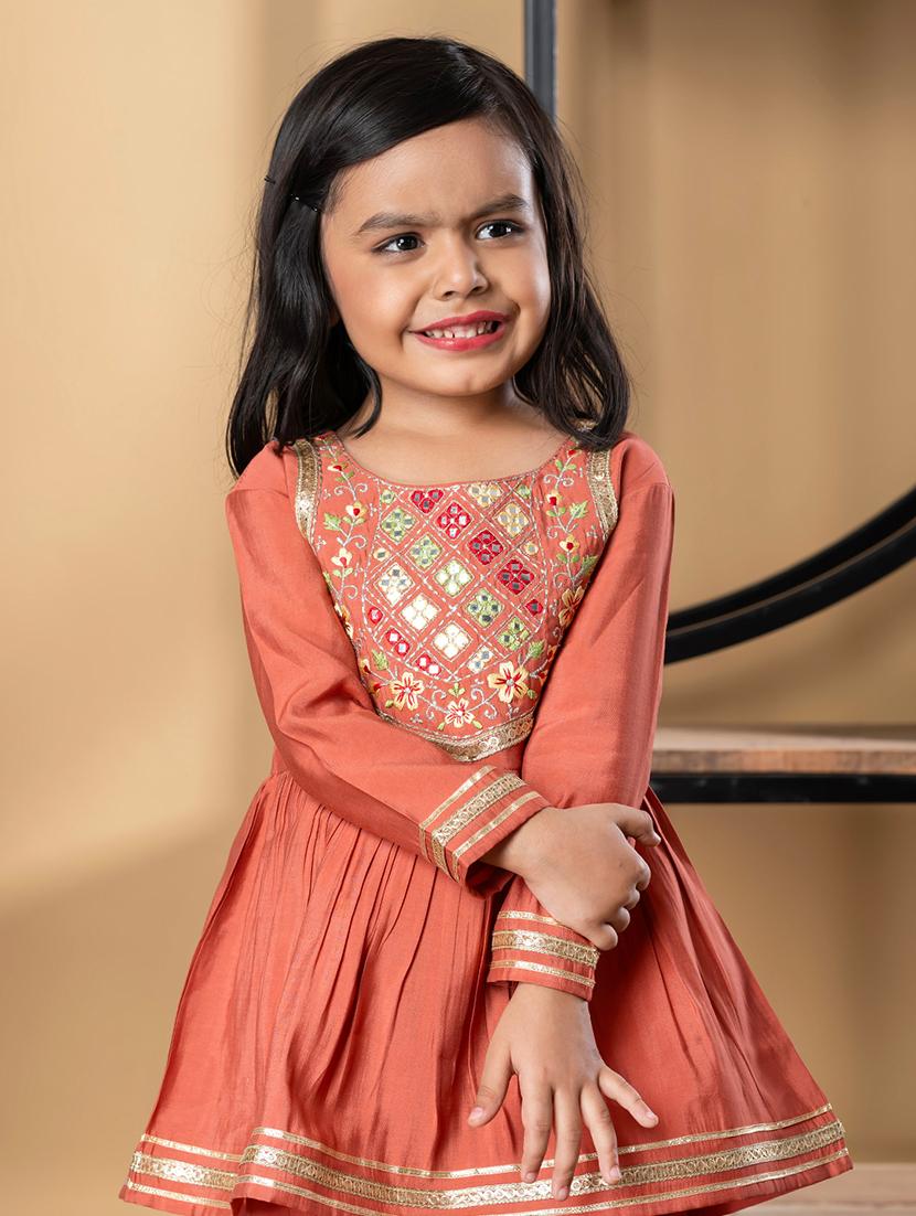 girls embroidered long sleeve kurta and sharara set - 21967206 - Standard Image - 4