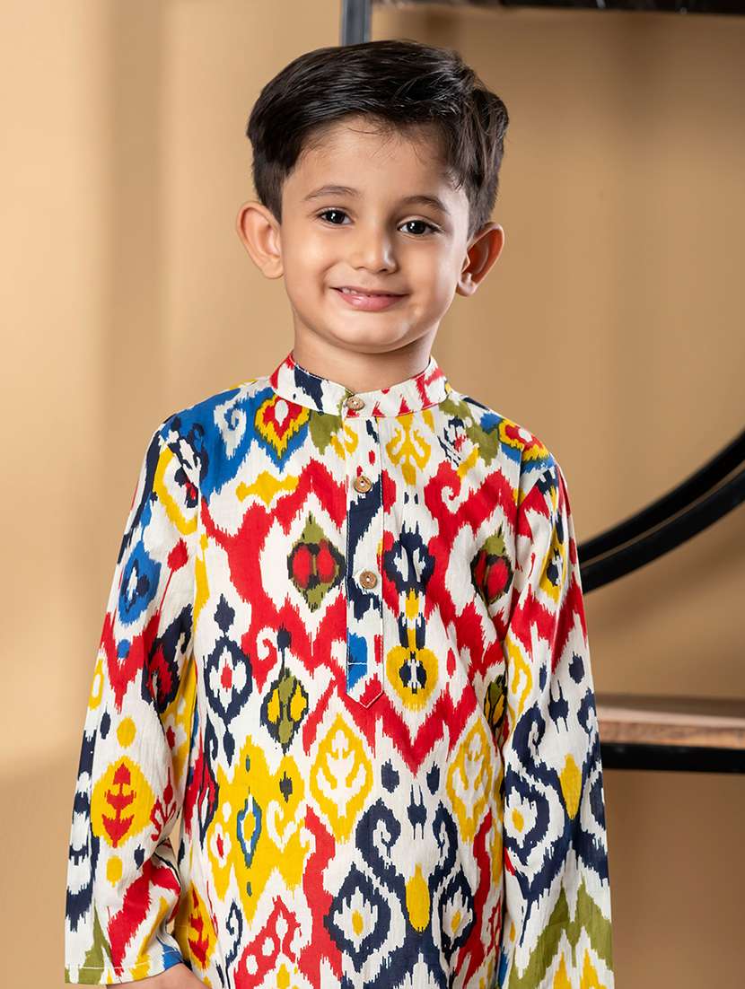 boys printed long sleeve kurta & pyjama set - 21967219 -  Standard Image - 4