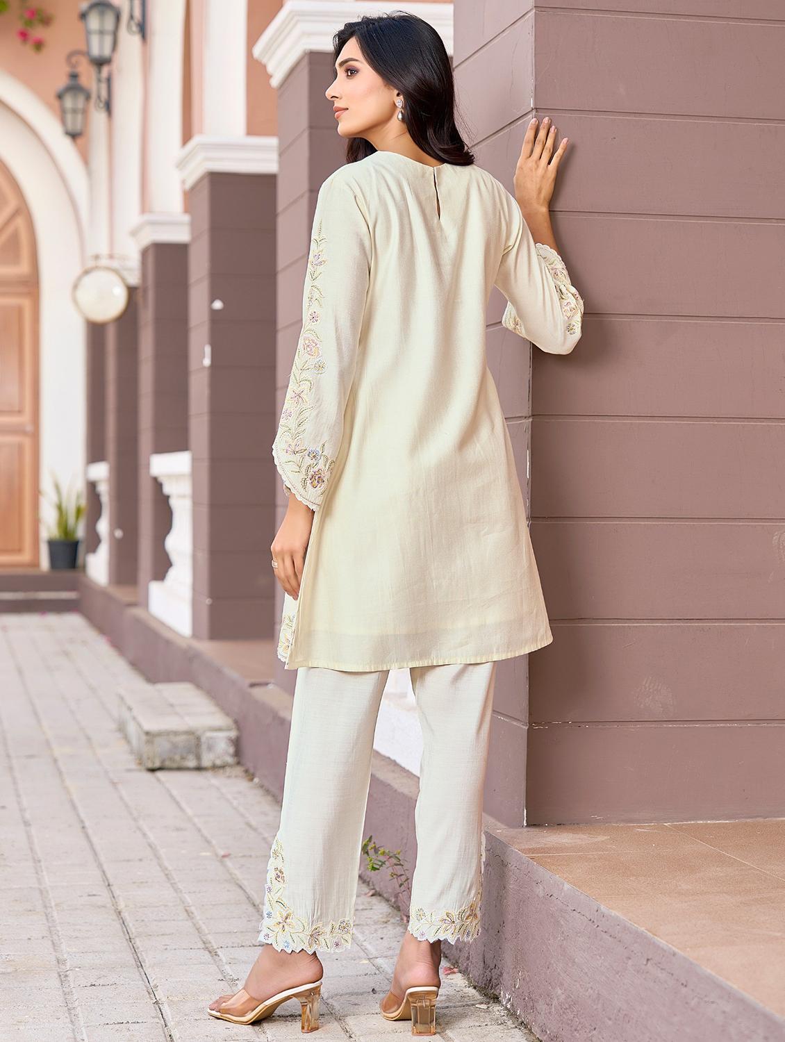 women embroidered long sleeve ethnic co-ord set - 21967257 - Standard Image - 1
