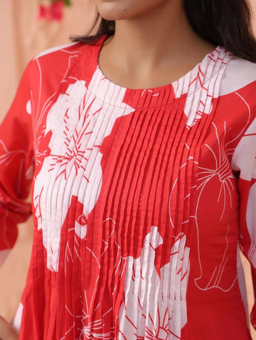 women floral three quarter sleeve kurta pant set - 21967270 - Standard Image - 4