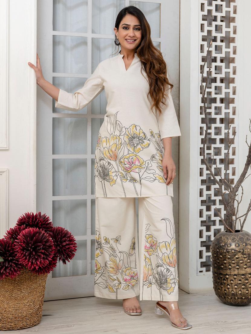 women floral three quarter sleeve ethnic co-ord set - 21967290 -  Zoom Image - 0
