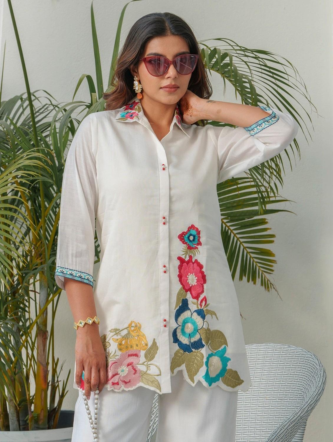 women floral three quarter sleeve ethnic co-ord set - 21967368 - Standard Image - 4