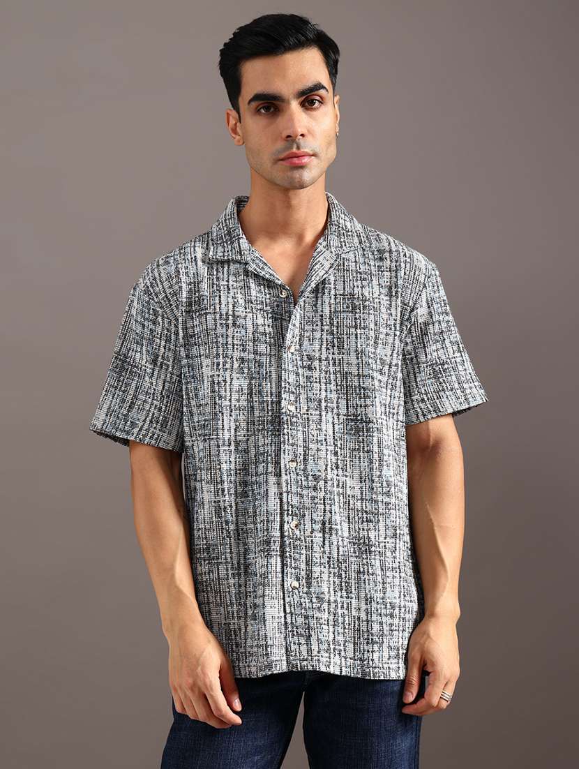 men self design short sleeve regular fit casual shirt - 21967787 -  Standard Image - 1