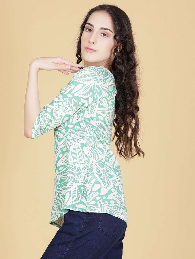 women printed three quarter sleeve ethnic top - 21967833 -  Standard Image - 1