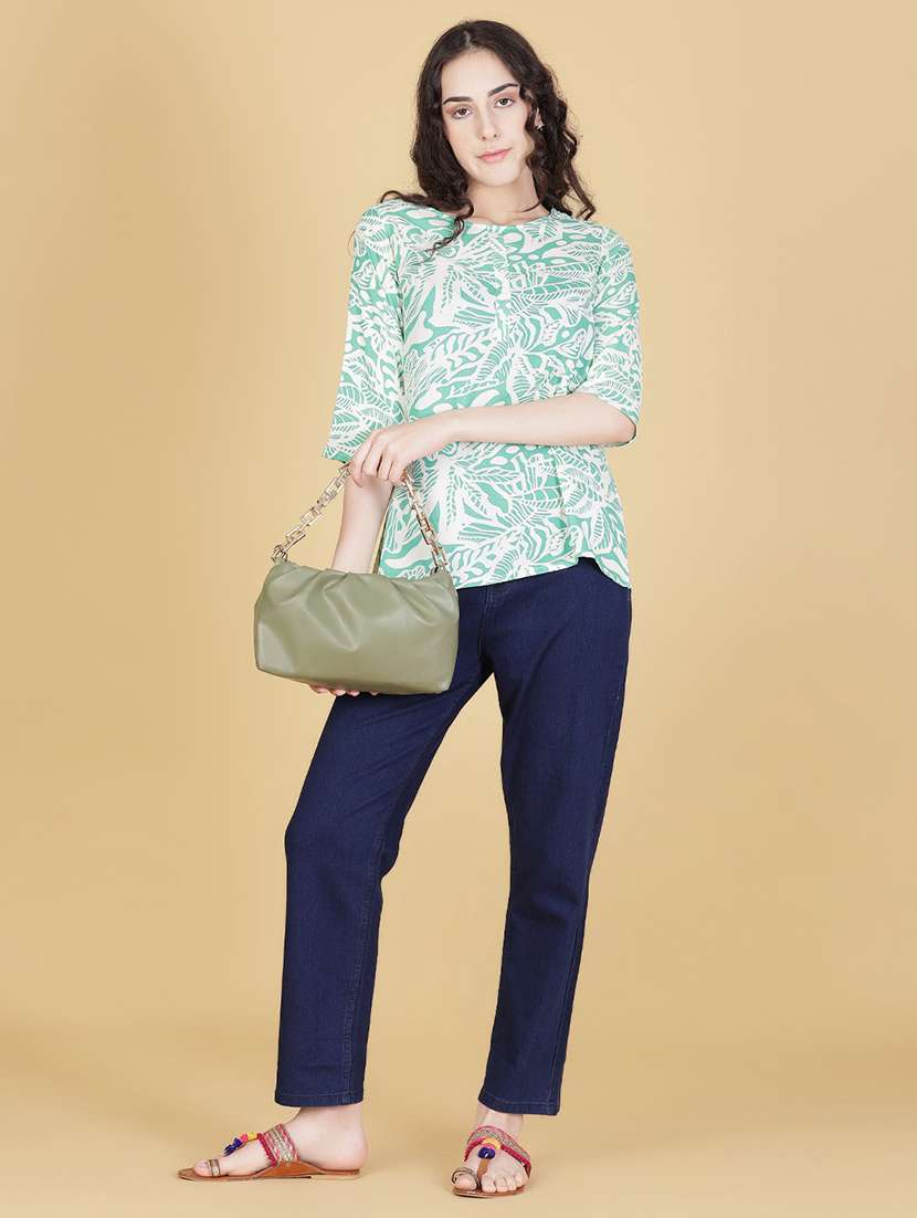 women printed three quarter sleeve ethnic top - 21967833 -  Standard Image - 4