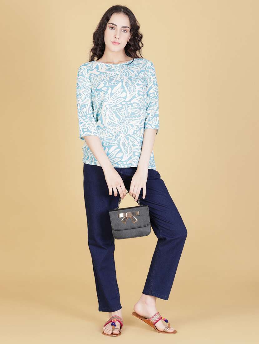 women printed three quarter sleeve ethnic top - 21967835 -  Standard Image - 4