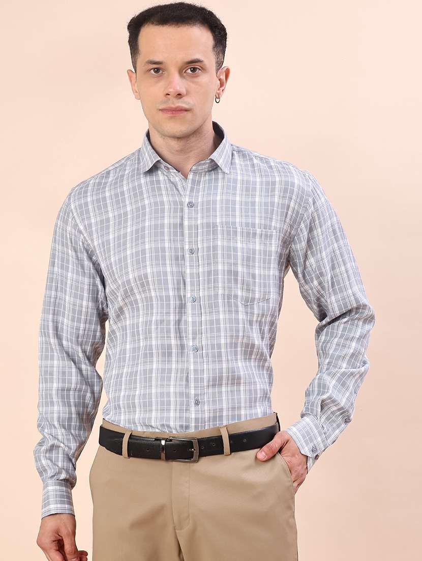 men checkered collared long sleeve shirt