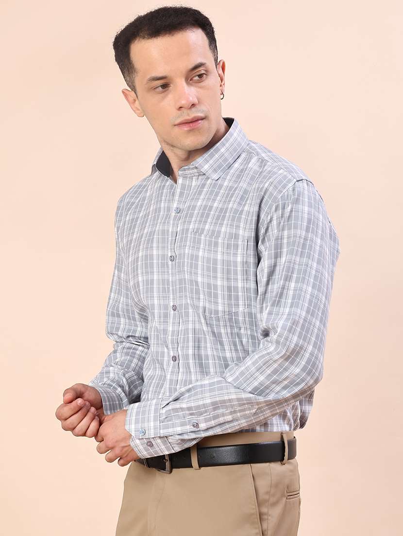 men checkered collared long sleeve shirt - 21967913 -  Standard Image - 1