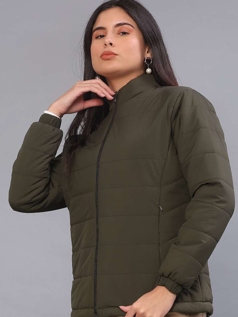 women solid long sleeve puffer jacket - 21967933 -  Standard Image - 1