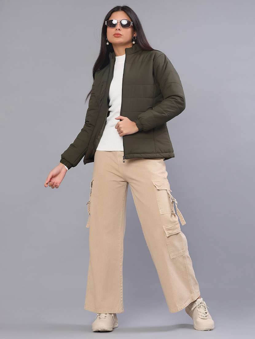 women solid long sleeve puffer jacket - 21967933 -  Standard Image - 4