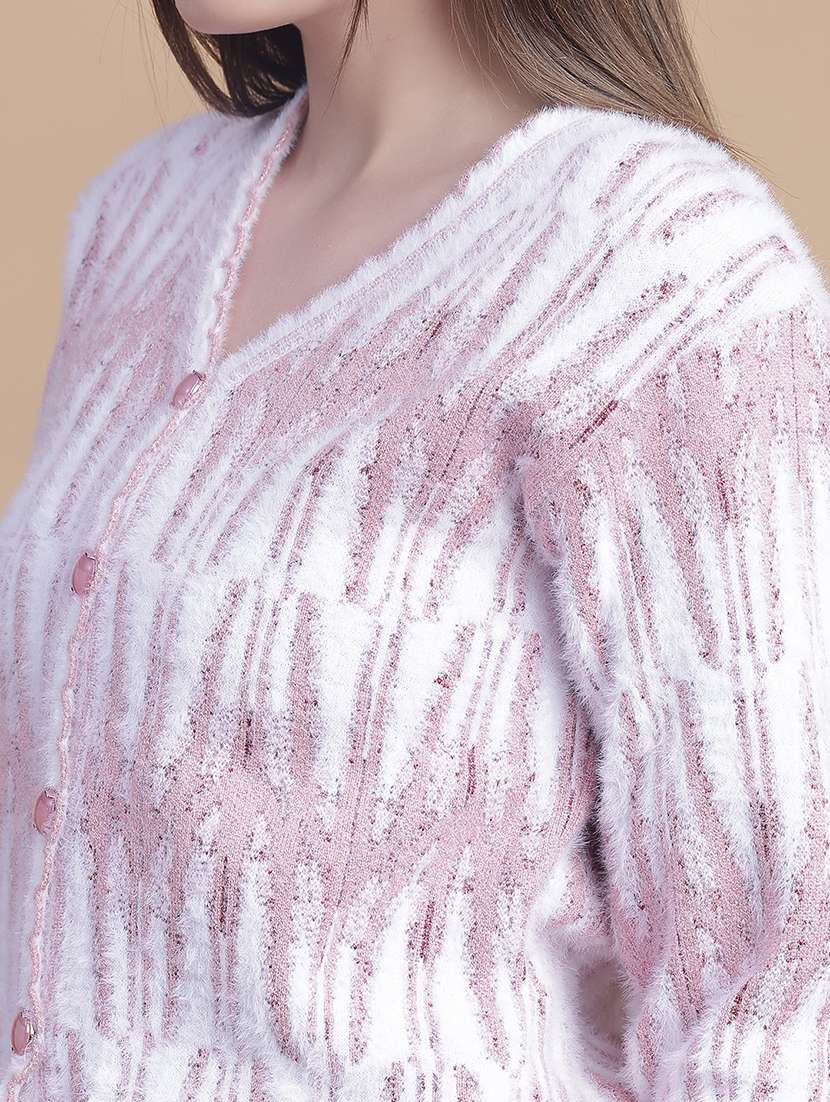 women self design long sleeve cardigan - 21967961 - Standard Image - 4