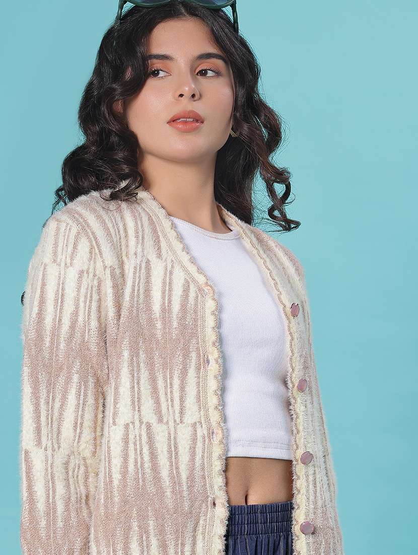 women self design long sleeve cardigan