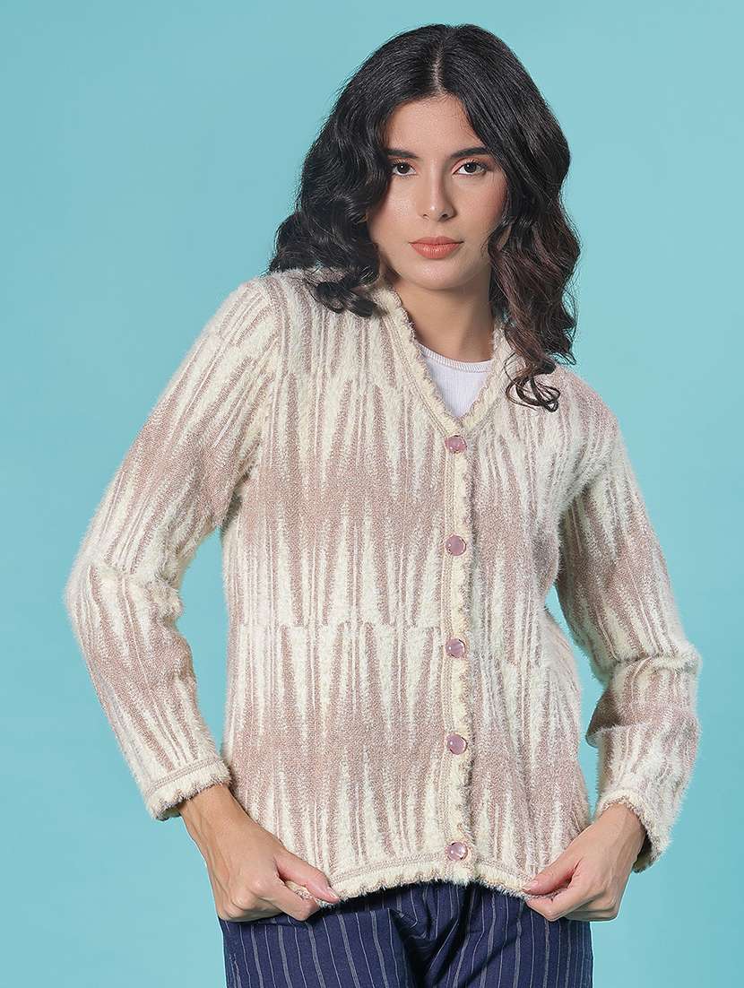 women self design long sleeve cardigan - 21967962 -  Standard Image - 1