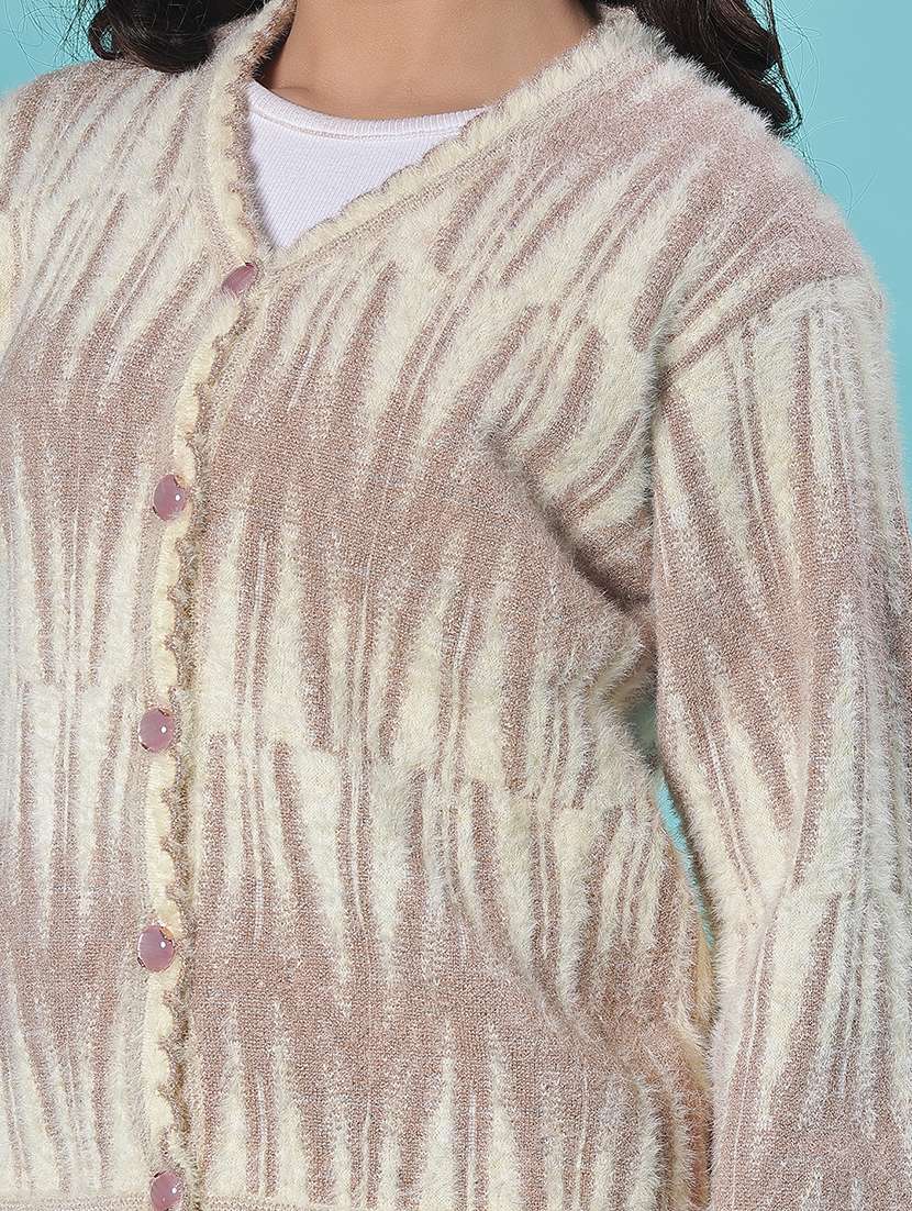 women self design long sleeve cardigan - 21967962 - Standard Image - 4