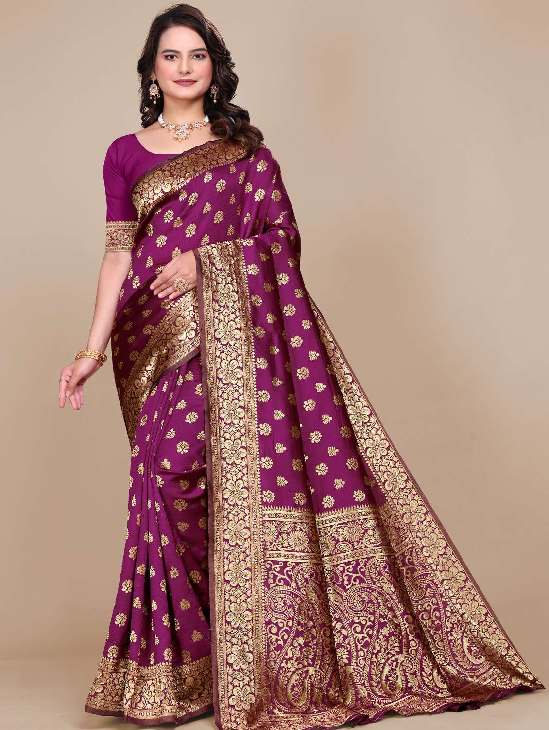 women self design banarasi saree with blouse - 21967987 -  Standard Image - 1