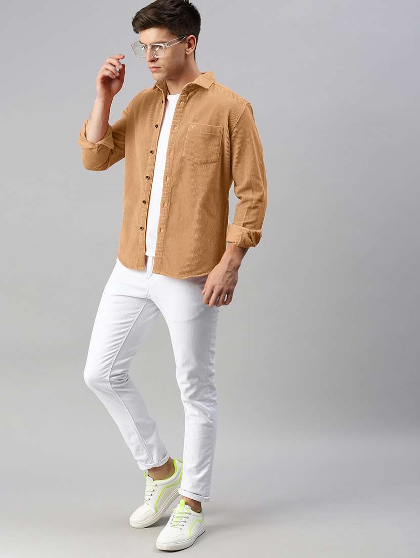 men solid collared long sleeve shacket - 21968024 - Standard Image - 4