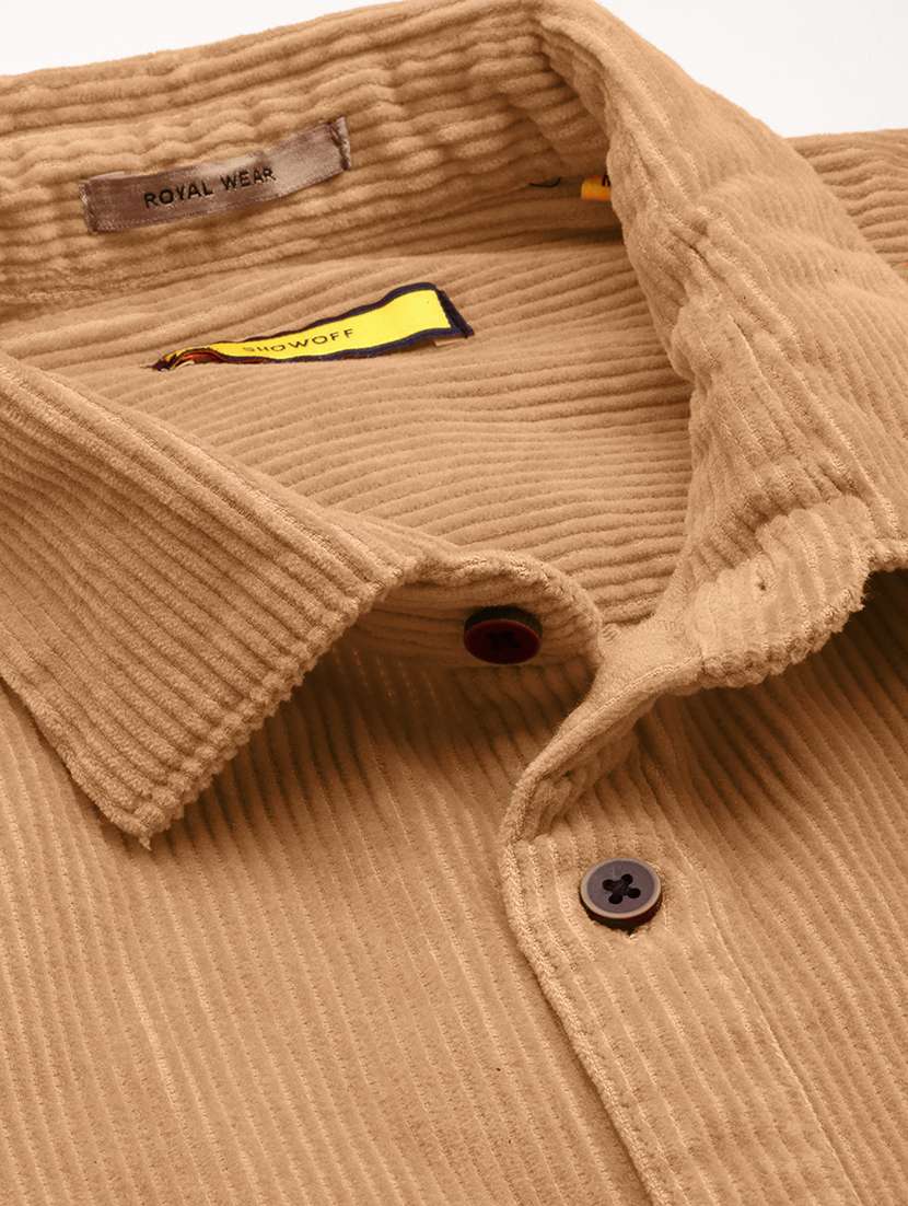 men solid collared long sleeve shacket - 21968024 - Standard Image - 6