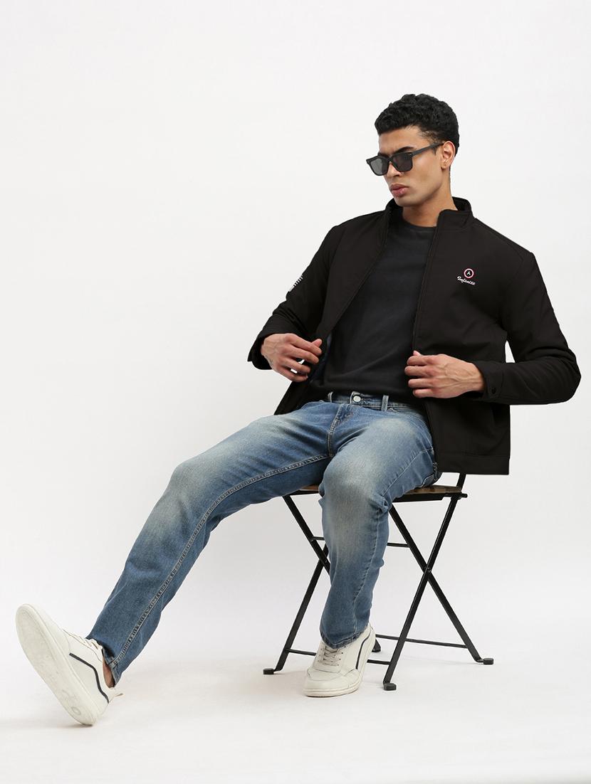 men black solid long sleeve casual jacket - 21968049 - Standard Image - 6