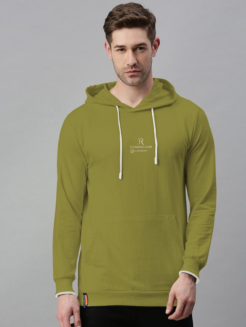 men chest print long sleeve hooded sweatshirt - 21968051 - Standard Image - 1